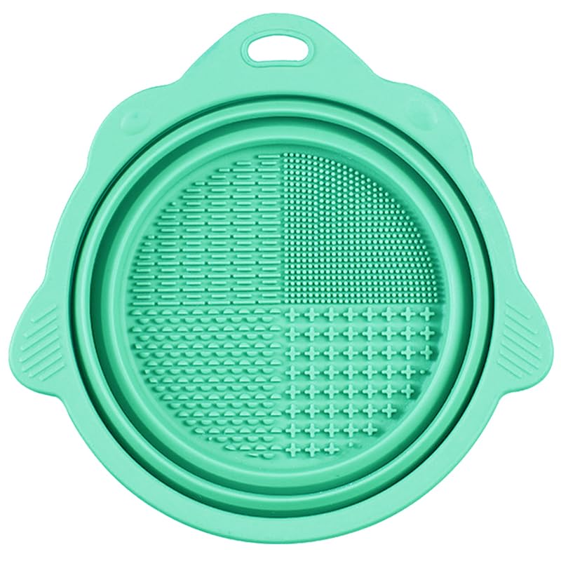 MR LION Silicone Makeup Brush Cleaner Mat and Foldable Bowl Set - Green