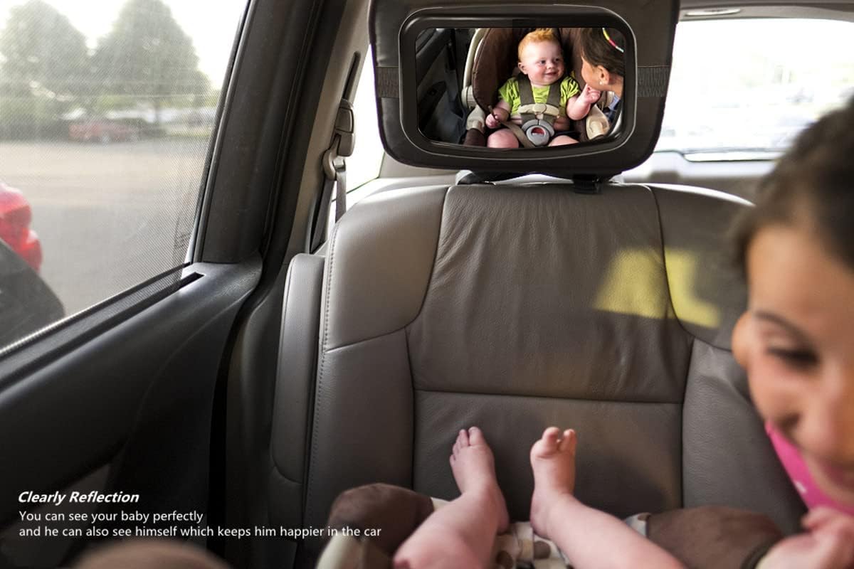 Mluchee Baby Car Mirror - Rear Facing Infant Seat Mirror with Crystal Clear View | Shatterproof & Crash Tested