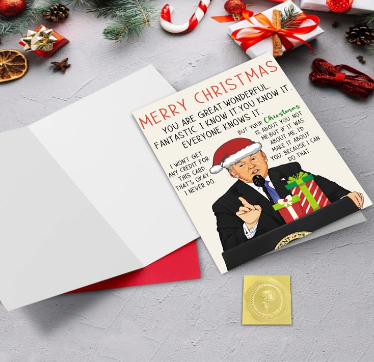 Funny Christmas Card for Husband Wife, Trump Holiday Greeting Card