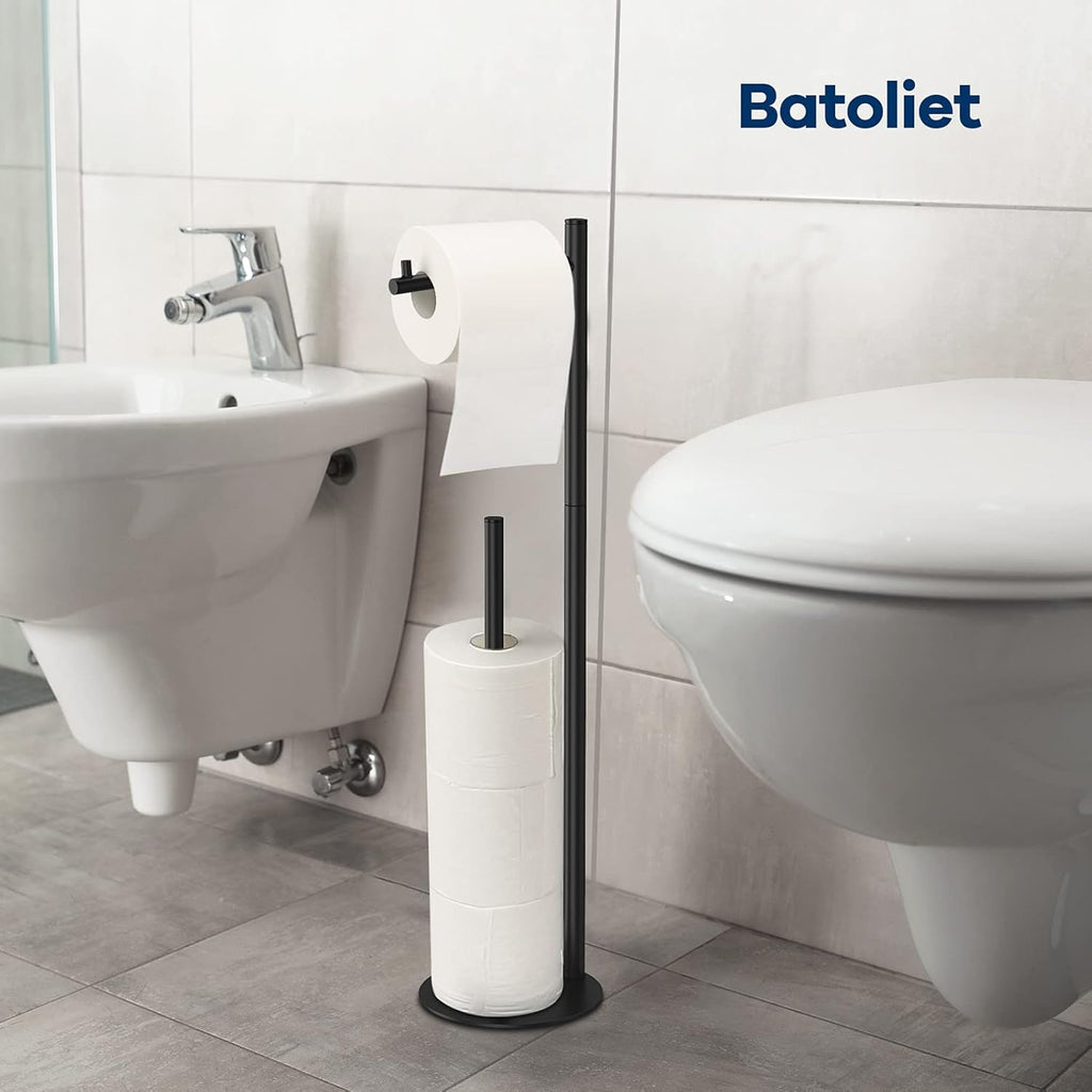 Regine Switzerland Toilet Paper Holder Stand - Stylish Bathroom Storage for 4 Rolls | Black Finish