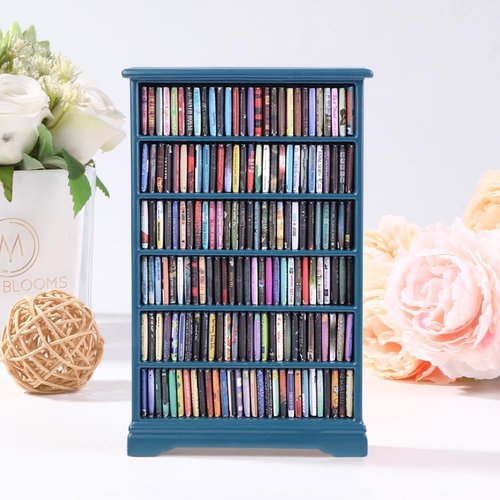 DIYDEC Mini Bookshelf - 180pcs Miniature Blue Books | Perfect Tiny Library Decor for Book Lovers