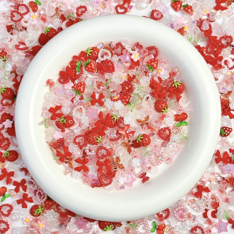 FINGCRO 110pcs 3D Nail Charms Resin Flatback Flowers Fruit Butterflies
