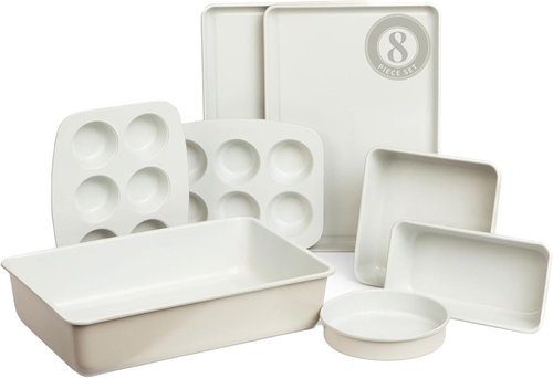 Larder & Vine 8-Piece Bakeware Set - Non-Stick Ceramic Finish | PFAS, PFOA, PTFE & BPA Free | French Gray