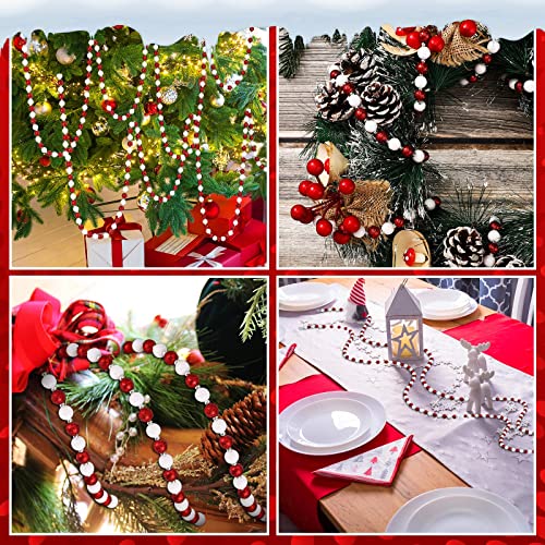 40 ft Christmas Candy Bead Garland Tree Decor - White Red Silver Variation