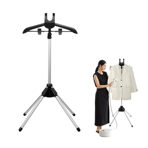 Adjustable Steamer Stand for Clothes, Portable Steamer Rack for Clothes, Steam Iron Stand (BLACK)