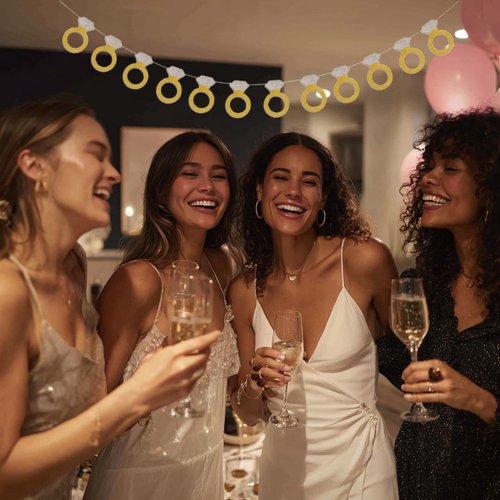 Bachelorette Party Decorations, Bride to Be Banner, Bridal Shower Decorations, Engagement Party Decor, "She Said Yes" Glitter Diamond Ring Backdrop - Pre-Strung