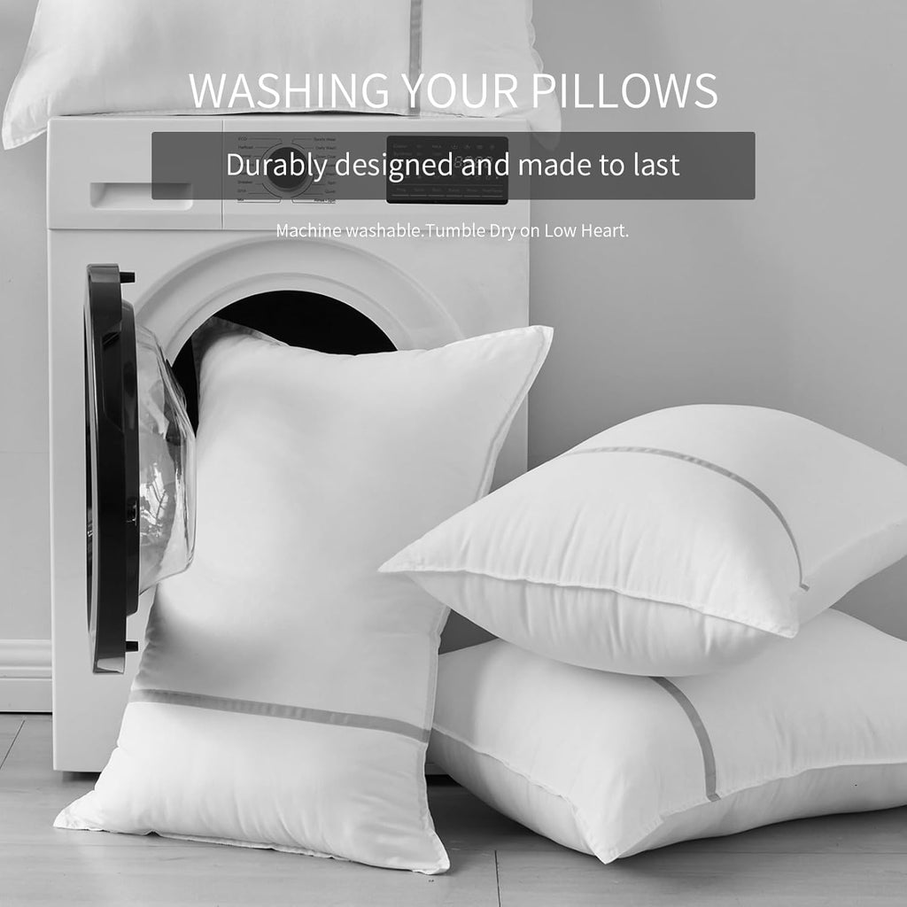 Skiennix Queen Size Bed Pillows Set of 4 - Medium Firm Cooling Pillows for Side & Back Sleepers | 20 x 28 Inches