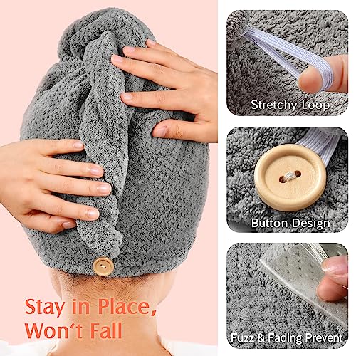 YFONG Microfiber Hair Towel Wrap, 2-Pack Quick Dry Turban, 26"x10"