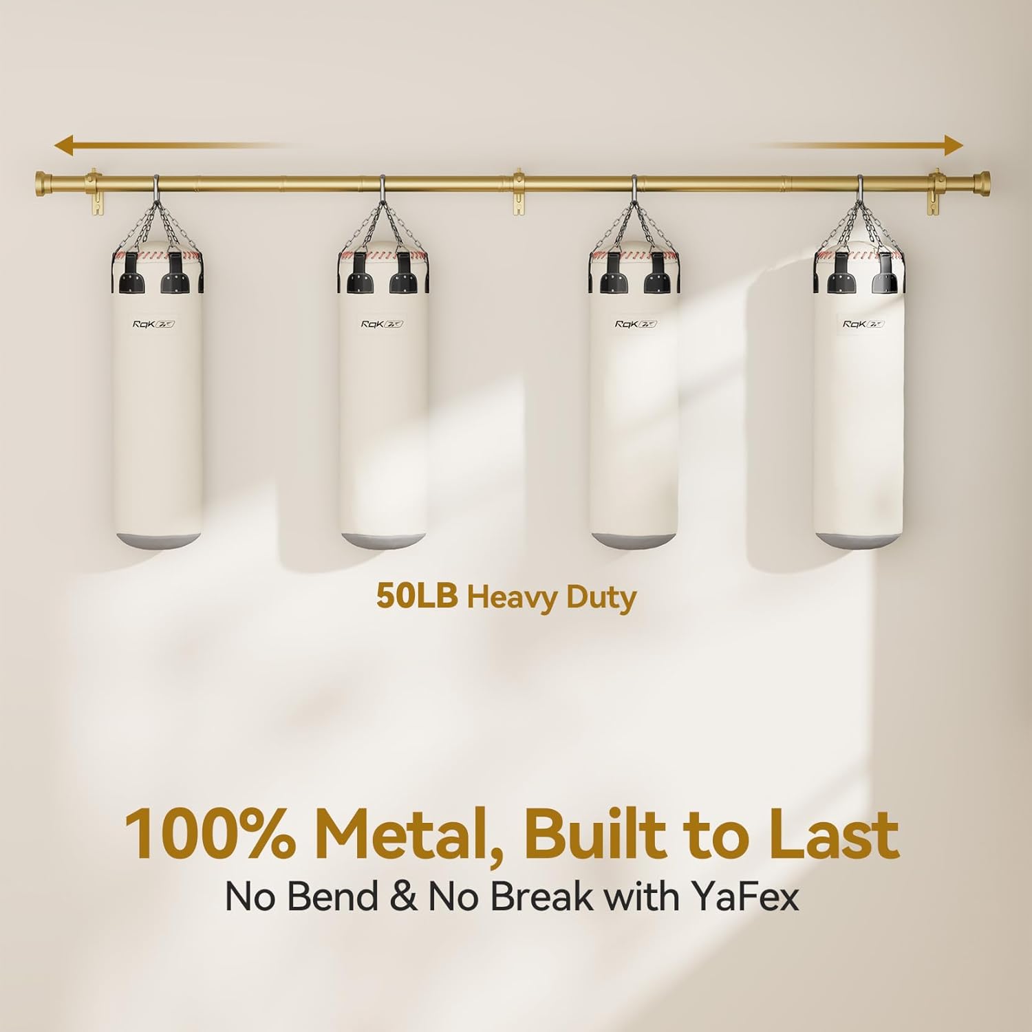 YaFex Adjustable Curtain Rods - Heavy Duty 1 Inch, 32-58 Inch, Modern Gold Design, Easy Installation