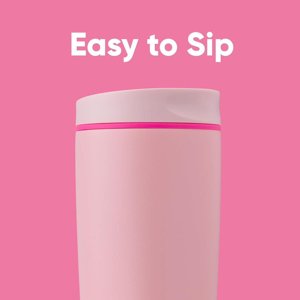 Owala SmoothSip Insulated Stainless Steel Coffee Tumbler - Reusable 20 oz Hot & Iced Coffee Cup | BPA Free, Pink