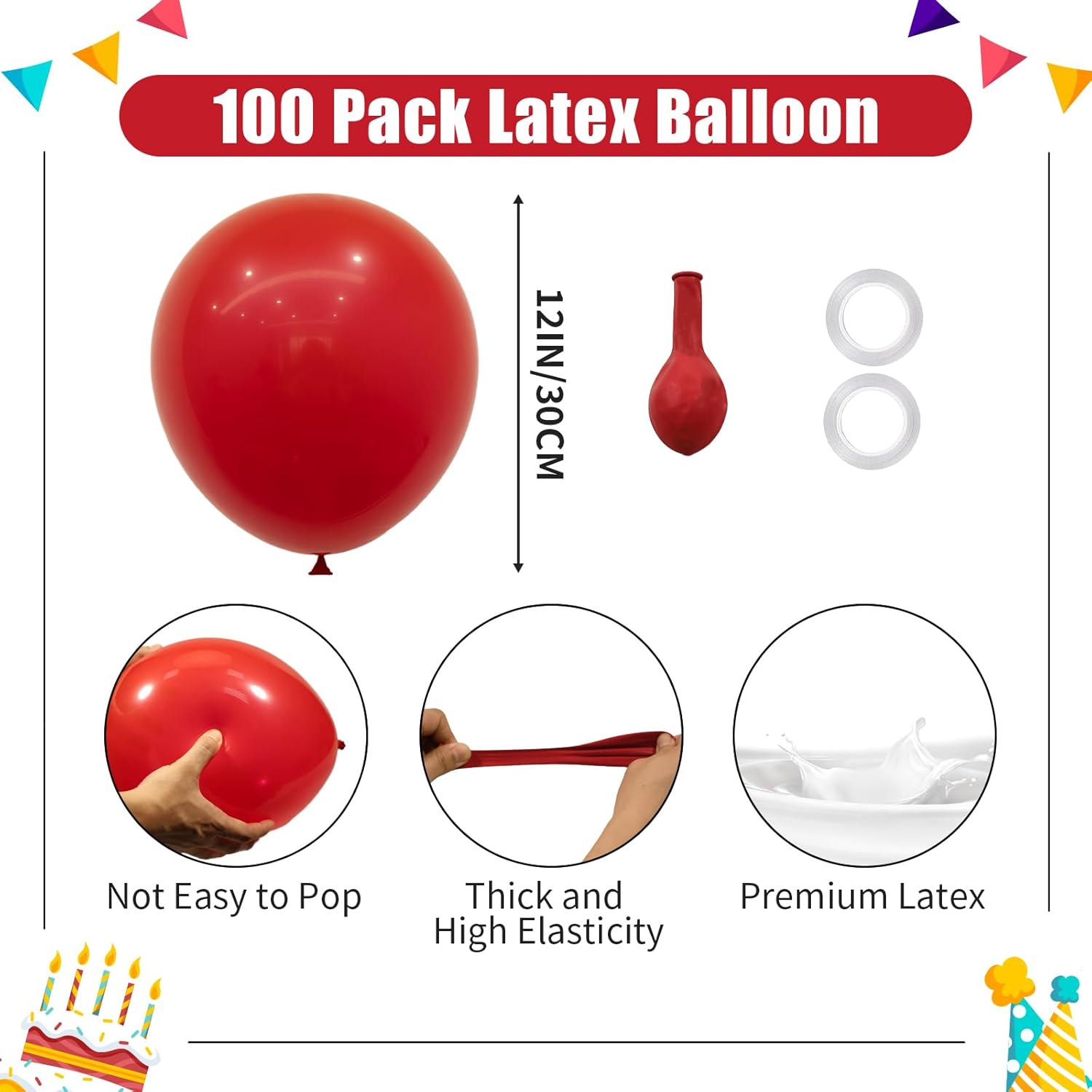 Red Latex Balloons by [Brand Name] - 12 Inch Party Decorations for Birthdays, Weddings & More