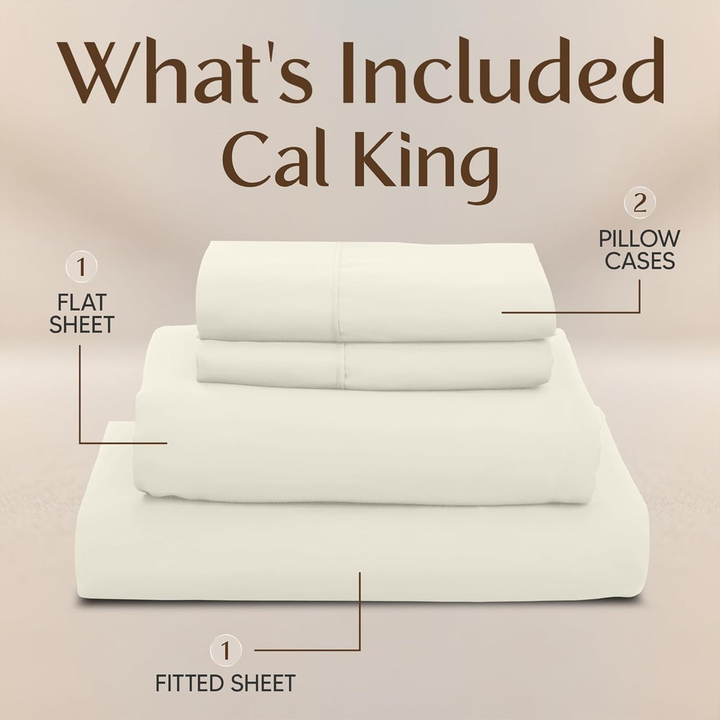 Utopia Bedding California King Size Sheet Set - Soft, Breathable Microfiber, 4-Piece (Ivory)