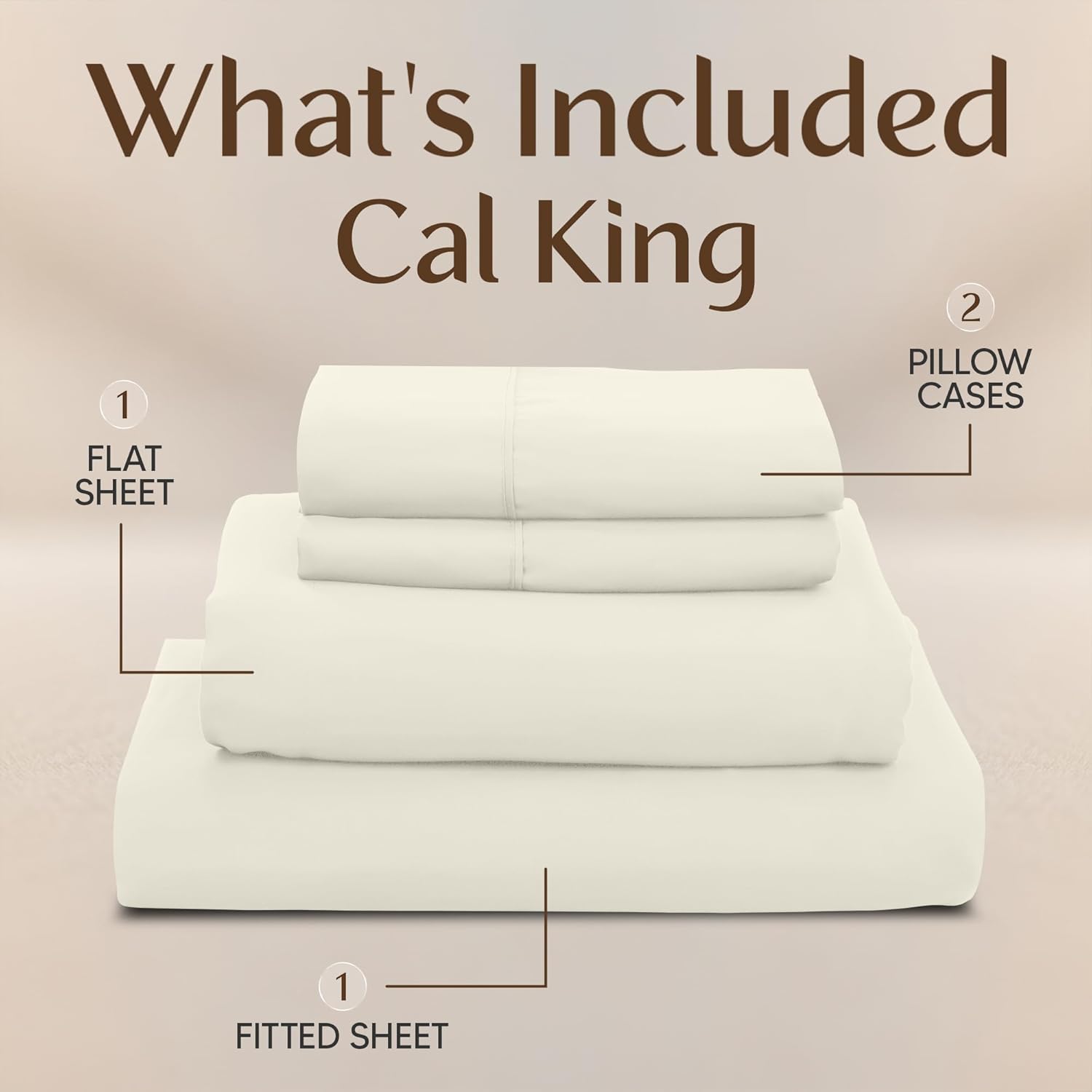 Utopia Bedding California King Size Sheet Set - Soft, Breathable Microfiber, 4-Piece (Ivory)
