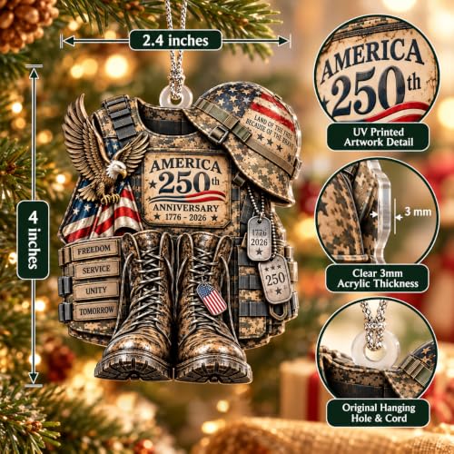 250th Anniversary Army Christmas Ornament - Uniform Variation, Veteran Gift