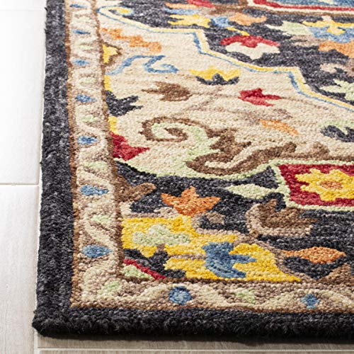 SAFAVIEH Aspen Collection Accent Rug - 2' x 3', Charcoal & Cream, Handmade Boho Medallion Wool, Ideal for High Traffic Areas in Entryway, Living Room, Bedroom (APN511H)
