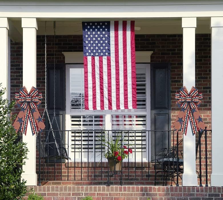 Patriotic Bows by [Brand Name] - Large 4th of July Wreath Bows with American Stars & Stripes for Front Door Decor