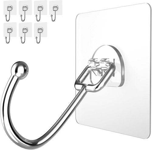 Latoxcaa Heavy-Duty Adhesive Hooks - 8-Pack Waterproof 44lb Max Towel & Coat Hooks for Home Use
