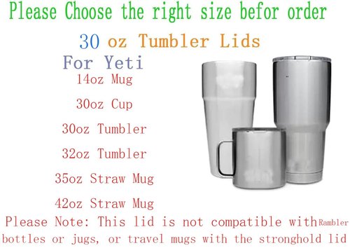 30 oz Tumbler Lids for Yeti, 2 Pcs Replacement Magnetic Spill-Resistant Lids for Yeti 30 oz Tumbler, 14 oz Mug and 35oz Straw Mug with Magnetic Slider Switch, BPA Free