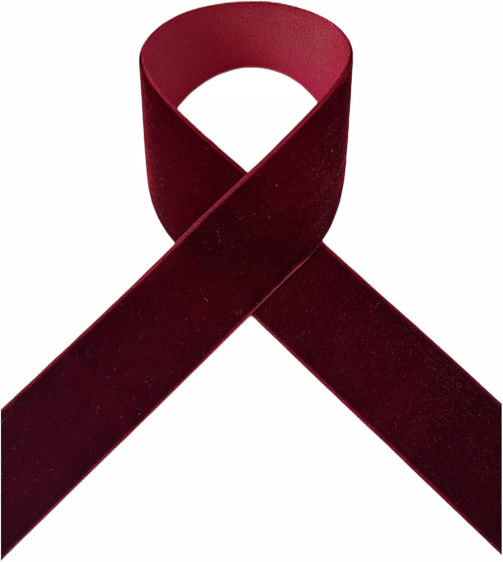 QIANF Velvet Ribbon - Luxurious 1.5-Inch Wide by 25-Yard Spool in Elegant Burgundy Color