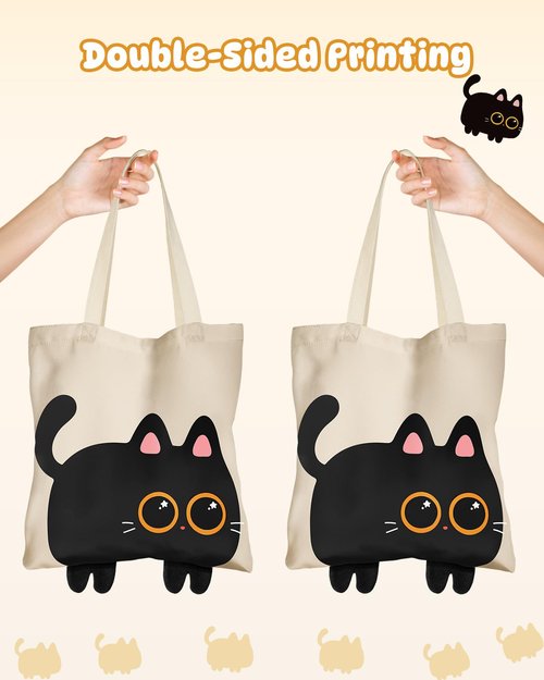 Miss Adola Black Cat Graphic Cute Tote Bag for Women - Magnetic Closure & Inner Pocket, Adorable Little Feet, Funny Cartoon Design Tote Bags, Black Cat Gifts for Women Girls
