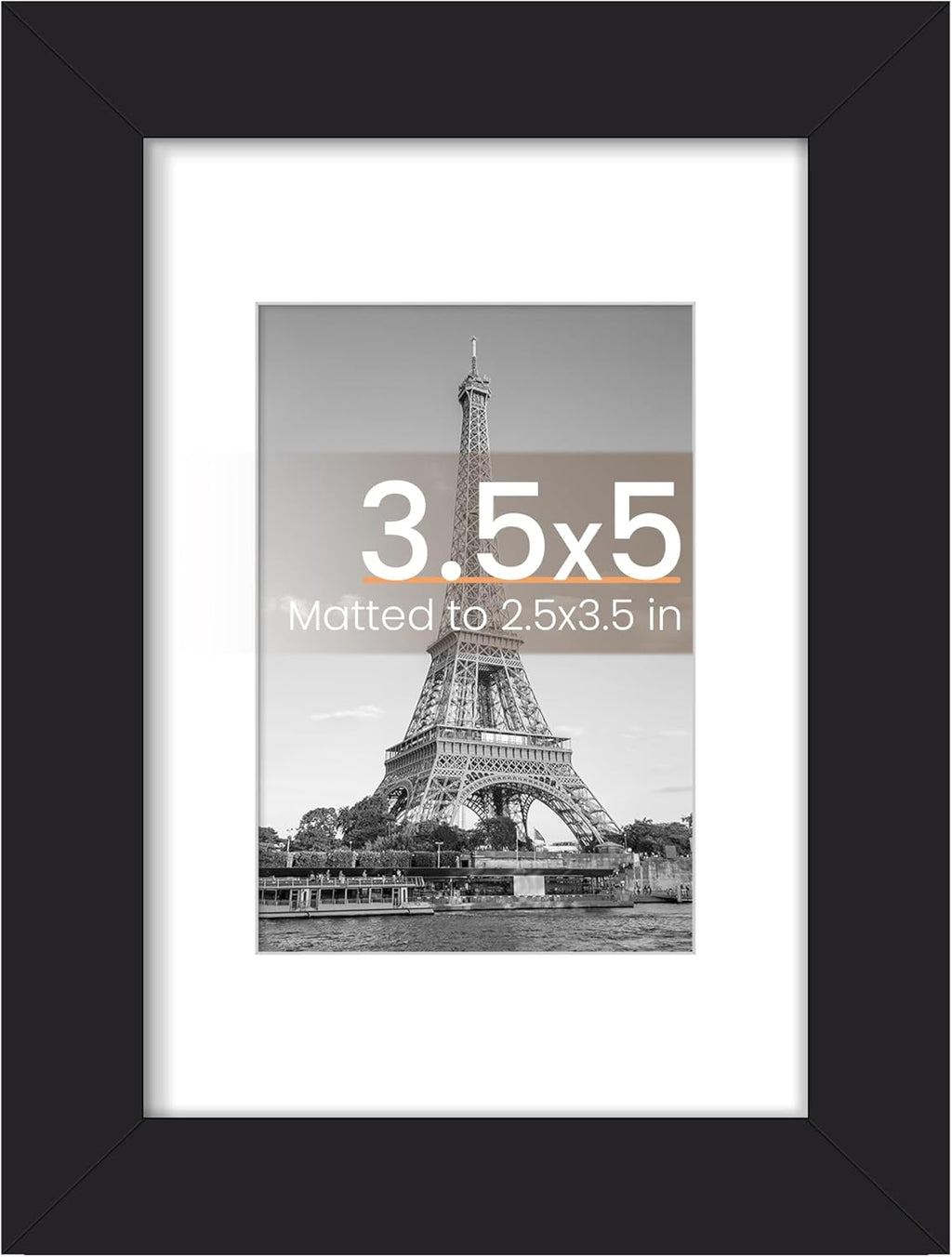 Upsimples 3.5x5 Black Picture Frame - Versatile Display for 2.5x3.5 or 3.5x5 Photos | Wall Hanging, 1 Pack