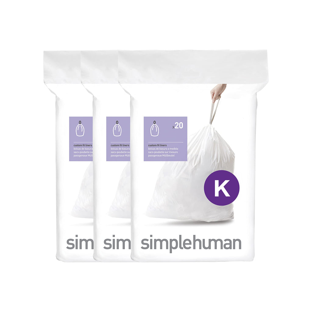 simplehuman 30 litre pull-out can heavy-duty steel frame + code K 60 pack liners