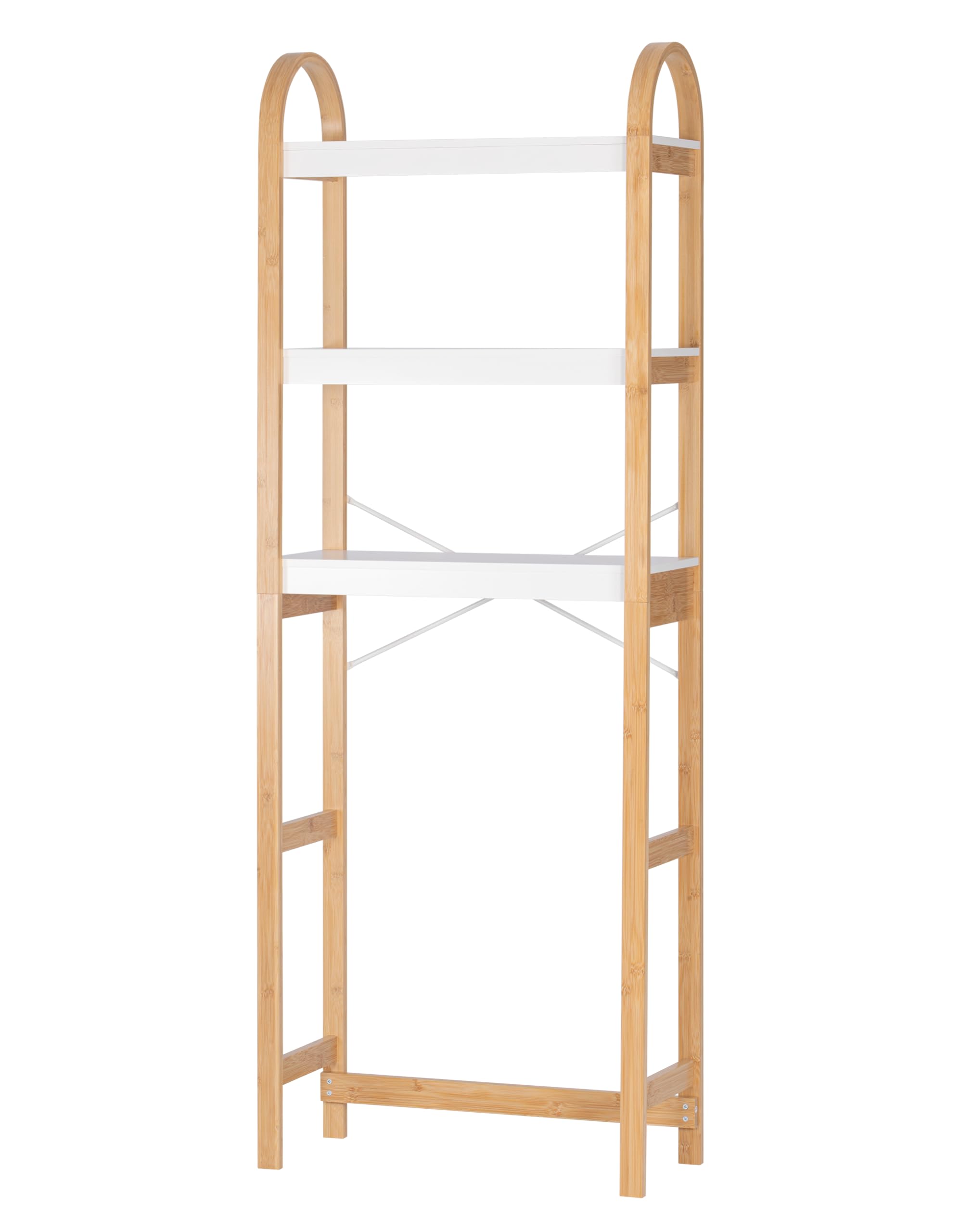 Spirich Over The Toilet Storage Shelf, 3-Tier Over Toilet Bathroom Organizer, Space-Saving Above Toilet Storage Shelf Rack with Bamboo Frame