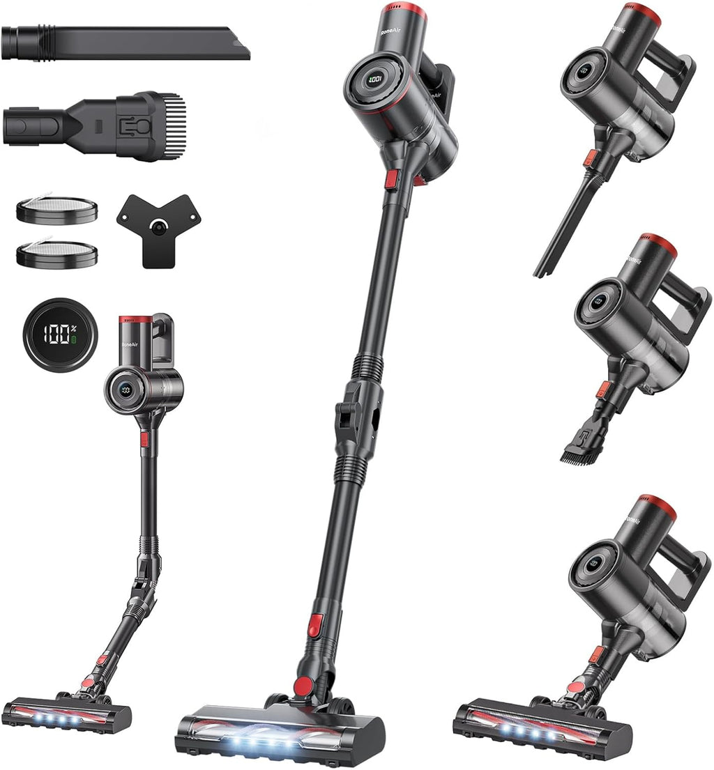 RONEAIR Cordless Vacuum Cleaner - Powerful 40Kpa Suction, Self-Standing Design | 45 Mins Runtime for Pet Hair & Hard Floors
