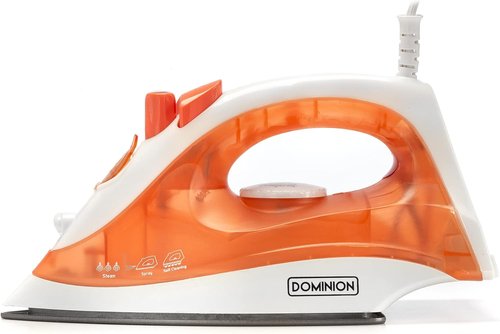 Dominion Steam Iron - Lightweight 1200W Clothes Iron with Non-Stick Soleplate & Adjustable Thermostat | Coral