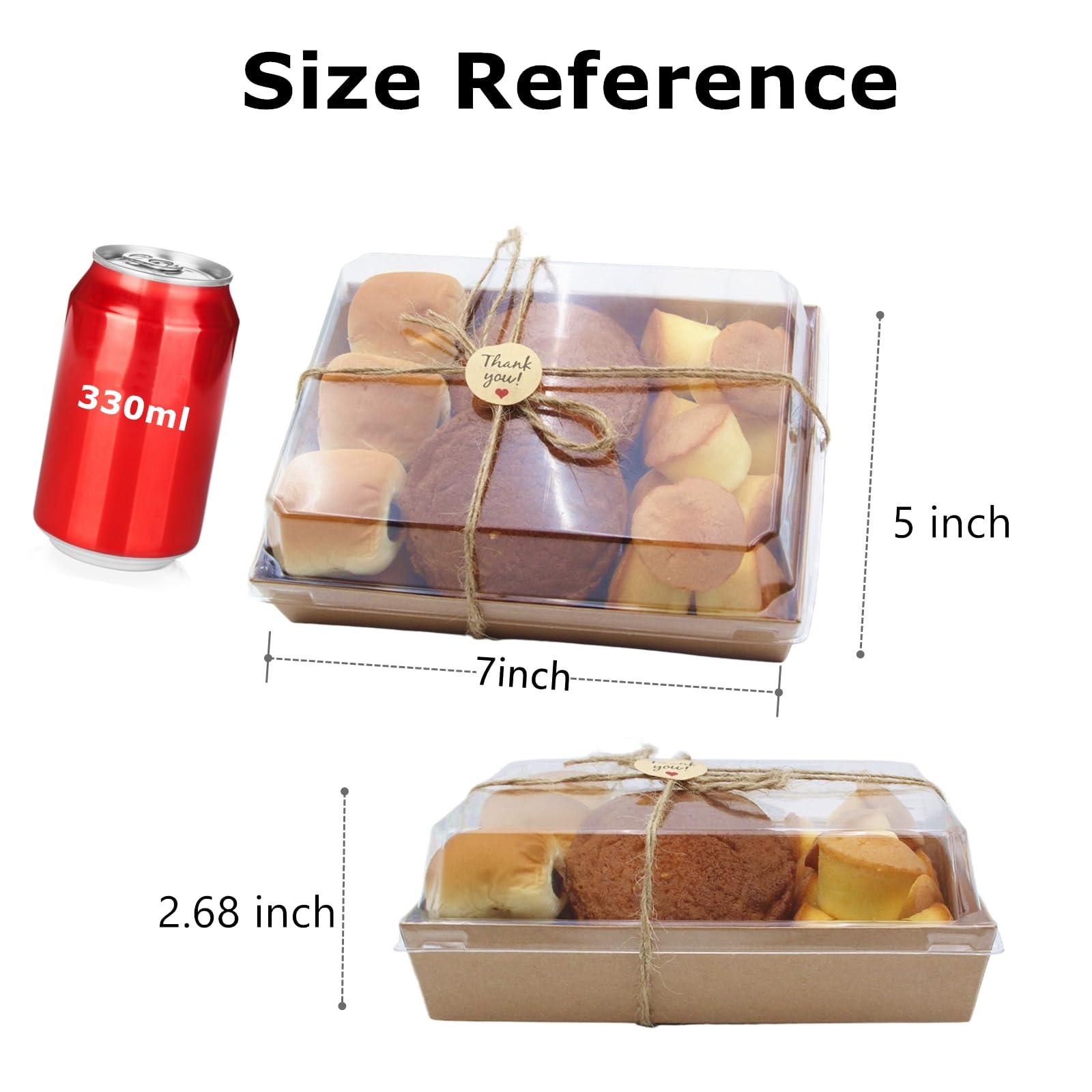 ToppYuanZea 40 Pack Paper Charcuterie Boxes with Clear Lids, 7 x 5 Inch Brown Disposable Take Out Bakery Container, To Go Boxes for Cake Slice, Cupcakes, Sandwiches, Cookies, Cocoa Bombs, Salads