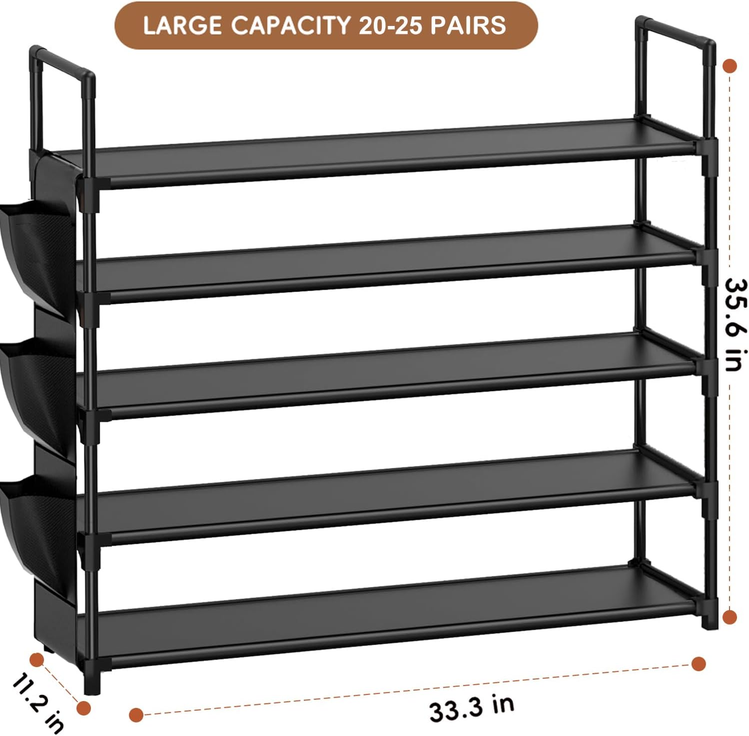 OYREL 5-Tier Shoe Organizer Rack - Space-Saving Shoe Holder for Closet & Entryway | Large Capacity 20-25 Pairs