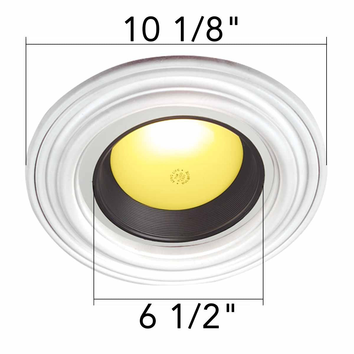 Renovators Supply Manufacturing Recessed Ceiling Fan Spot Lighting Trim White Urethane Decorative Concentric Medallion Foam 6.5" ID x 10.13" OD Water Resistant Lightweight Pack of 3