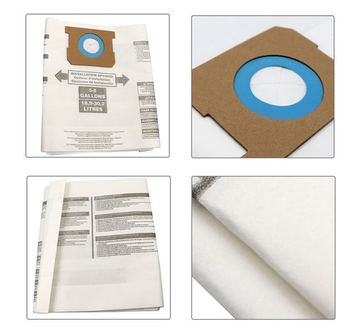 5 Pack For Shop Vac 5-8 Gallon Bags, For Type E - 90661 9066133; Type H 90671 9067133; VF2004, VHBS VDBS HEPA Vacuum Cleaner Disposable Collection Filter Bags,White