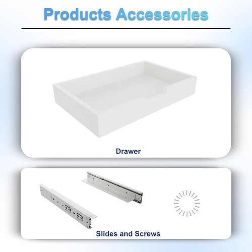 FRMSAET Heavy Duty Cabinet Hardware Soft Close Slide Drawer 12 inch Deep Drawer Replacement with Adjustable Width for Storage Cabinets, Wardrobes, Cabinetry,Office Cabinets .etc (20 inch Wide, White)