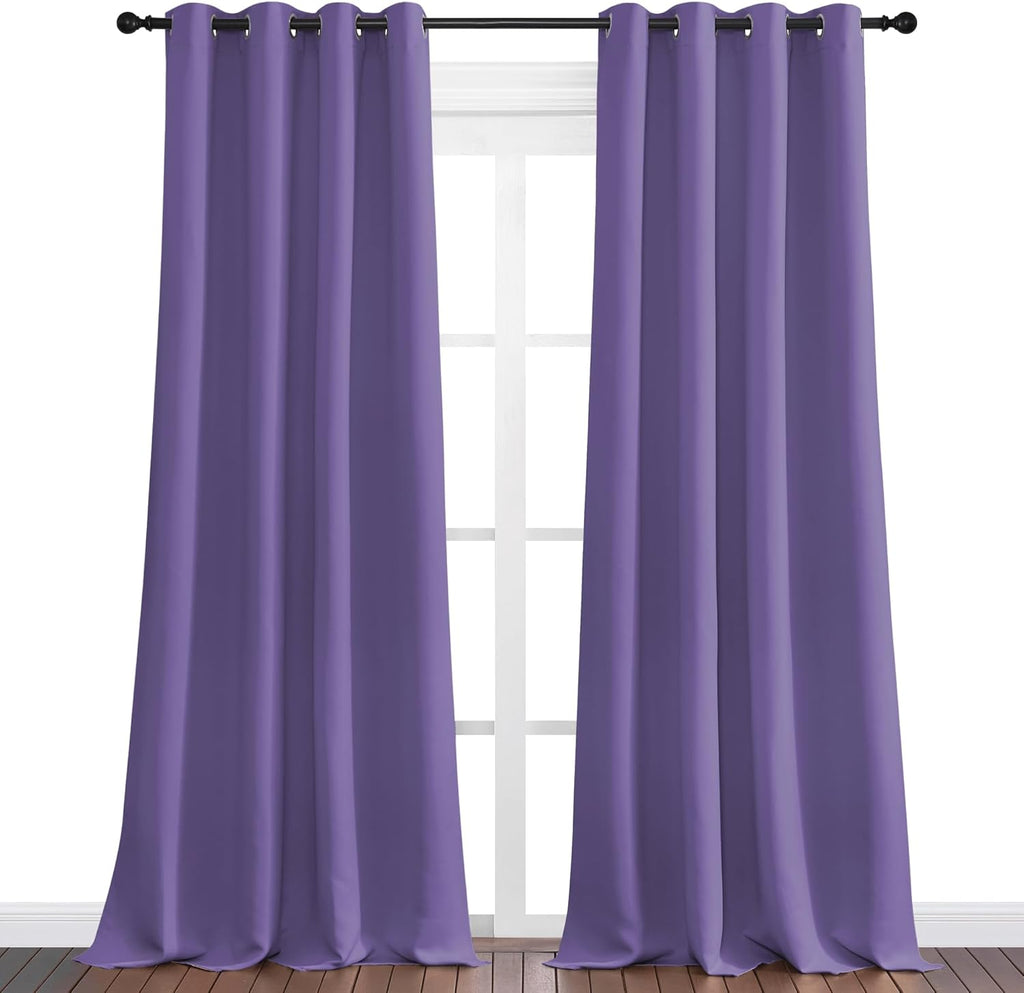 NICETOWN Blackout Curtains - Lilac Purple, 102" Long x 55" Wide, 2 Pieces | Sound Reducing, Heat & Cold Blocking Panels for Modern Decor