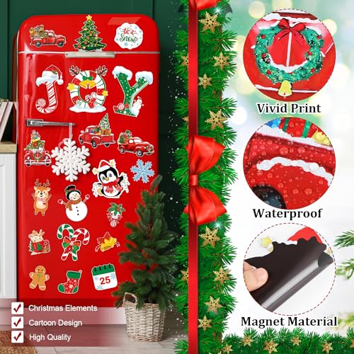 Christmas Refrigerator Magnets Set - 20 Pcs Holiday Decor for Fridge & Metal Surfaces