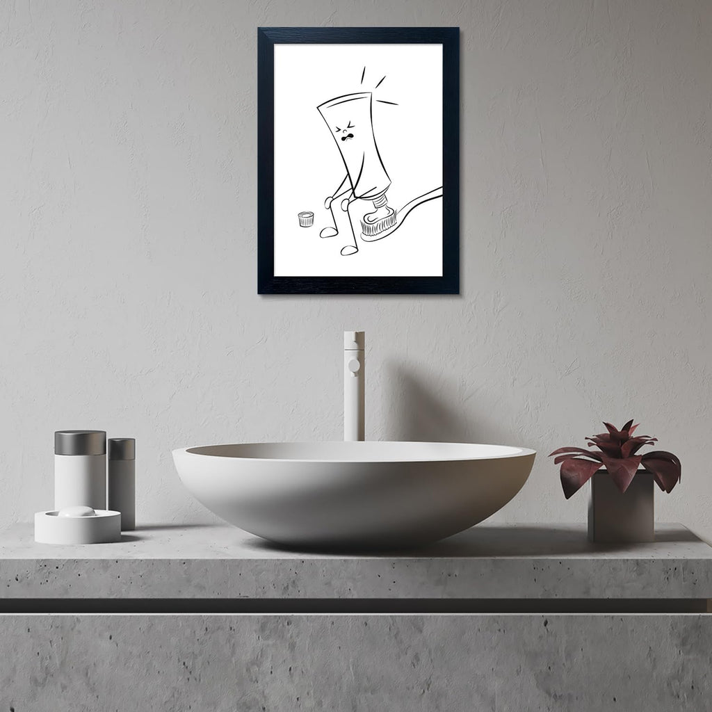 Regine Switzerland Black and White Bathroom Wall Art - Funny Minimalist Toilet Decor | Framed Canvas Print