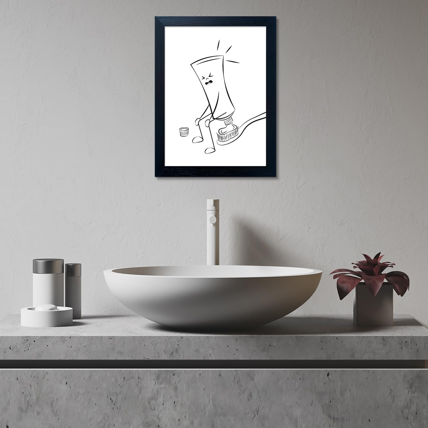 Regine Switzerland Black and White Bathroom Wall Art - Funny Minimalist Toilet Decor | Framed Canvas Print