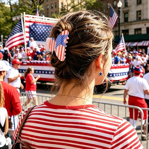 American Flag Hair Claw Clips 3-Pack - Patriotic Red White & Blue USA Hair Accessories