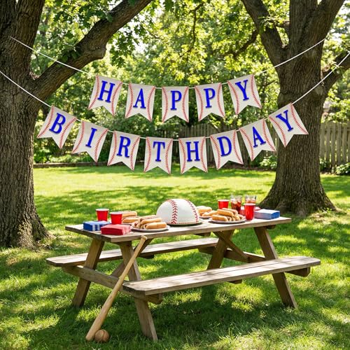 Baseball Happy Birthday Banner - 3D Sports Party Decoration for Kids & Adults