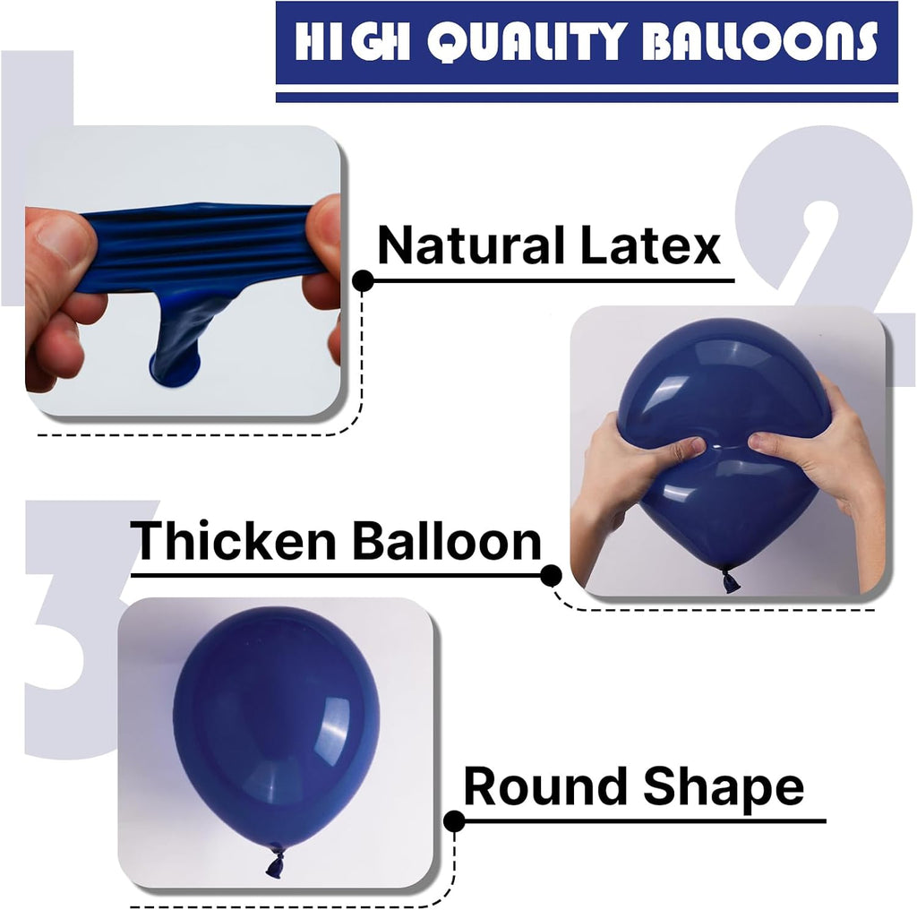 PartyWoo Navy Blue Balloon Arch Kit - 100 Pcs in Various Sizes for Graduation, Wedding, or Birthday Decor