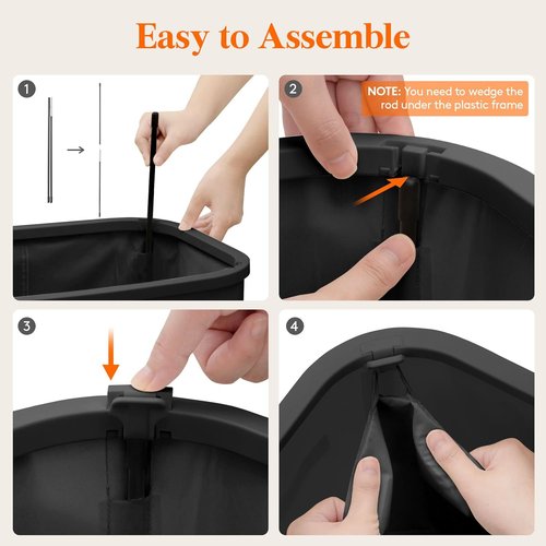 Lifewit Large 105L Laundry Basket - Foldable Hamper with Lid & Removable Bag | Black