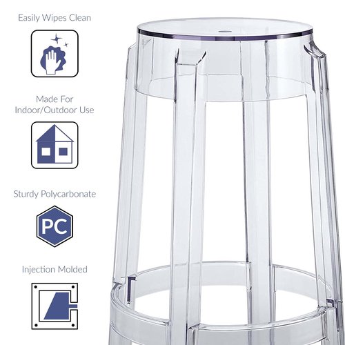 Modway Casper Modern Acrylic Bar Stool in Clear - Fully Assembled