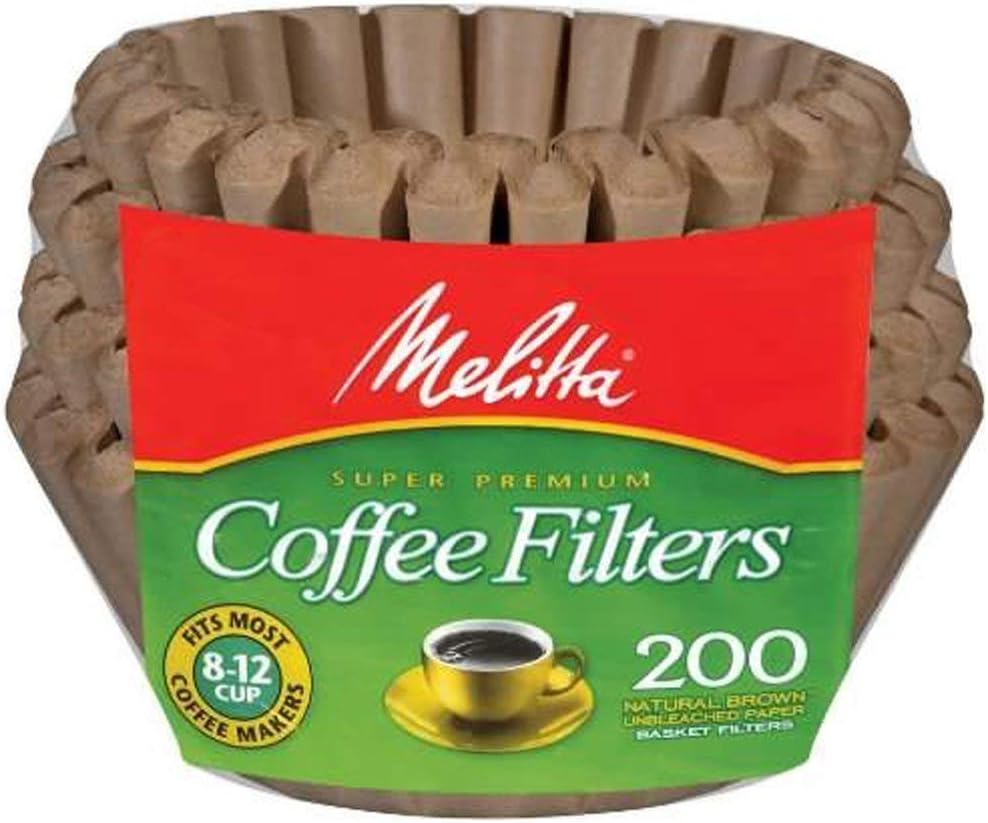 Melitta 62957 Coffee Filters - Natural Brown Basket for 8 to 12 Cups | 200 Count Pack of 2