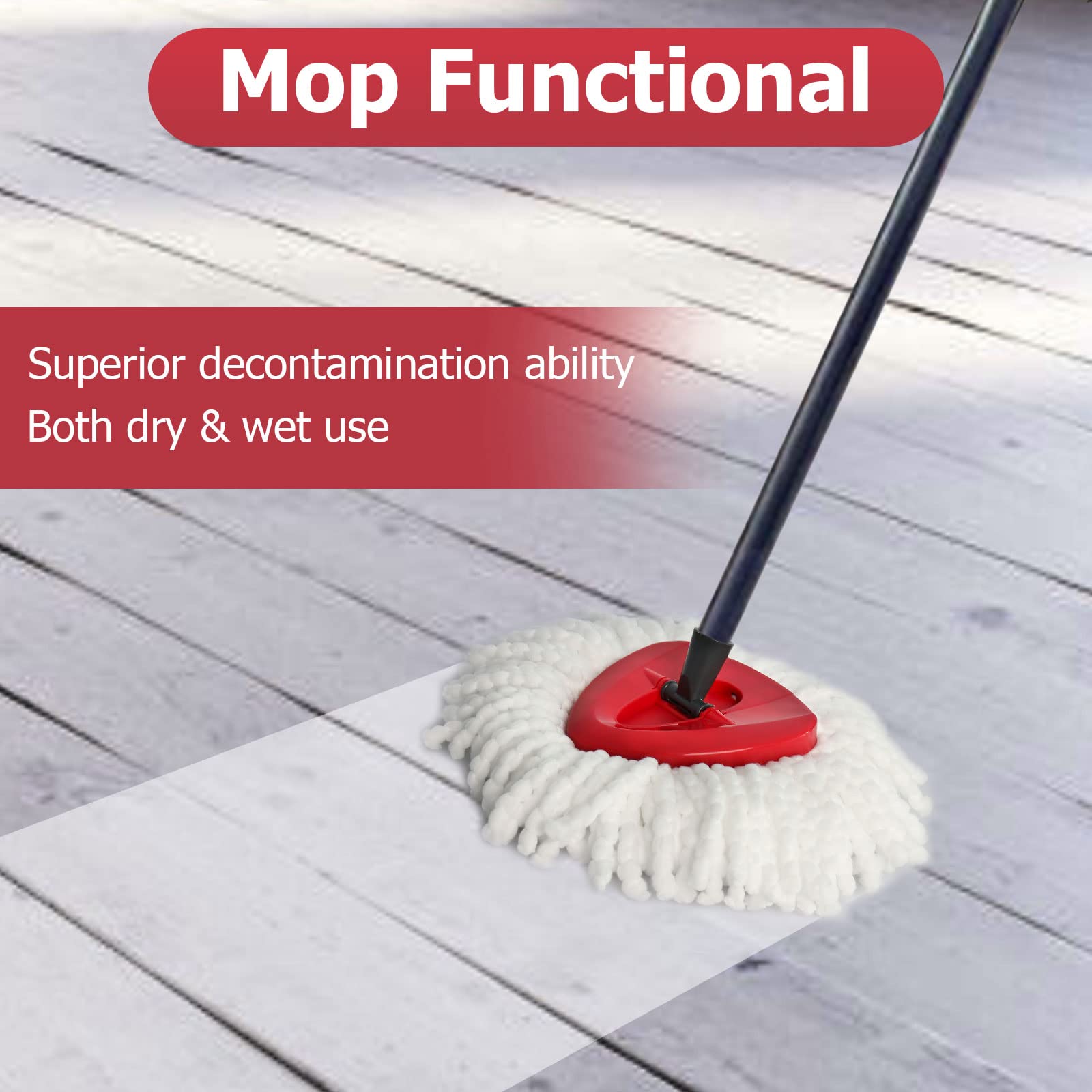 Spin Mop Replacement Head - 6 Pack EasyWring Mop Refills with Base Compatible with O-Cedar Triangle Spin Mop, Microfiber Mop Replace Head Easy Cleaning Floor Head Mop for Floor Cleaning