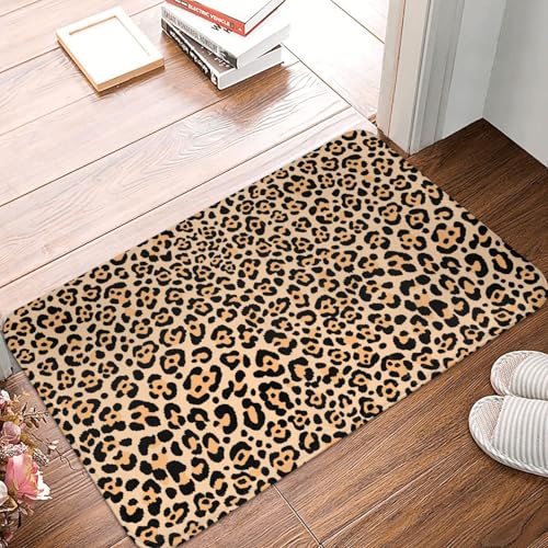Leopard Print Bath Mat 24x16 Inch Non-Slip Microfiber Rug