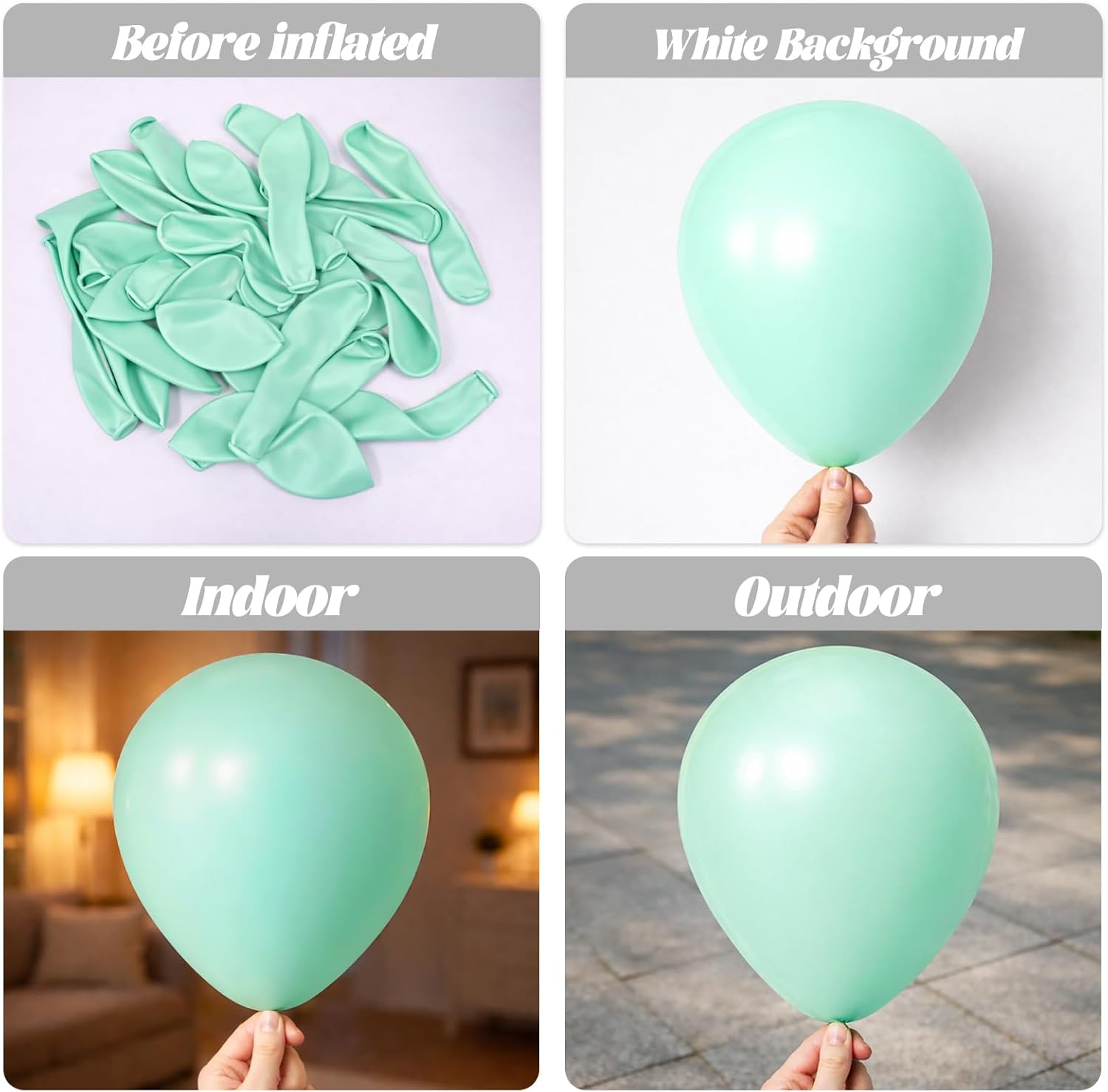 Voircoloria Mint Green Balloons - 12 Inch Pastel Latex for Baby Showers, Weddings & Parties