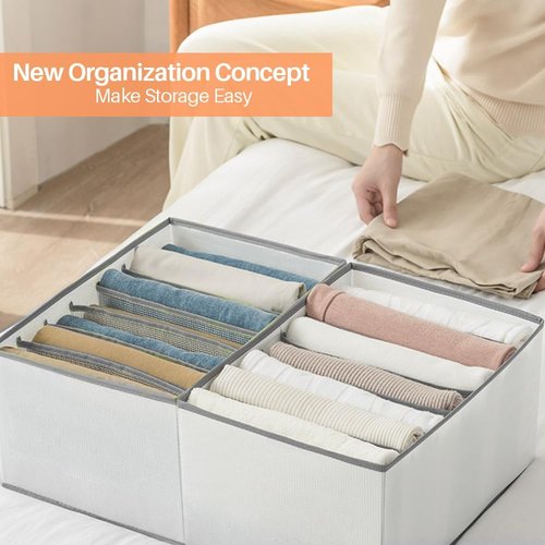 EASEVE Closet Organizer - 6 Pack Foldable Drawer Dividers for Clothes | Stackable Storage Bins
