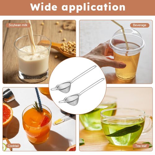2-Pack Stainless Steel Fine Mesh Cocktail Strainer – Filters Out Drink Sediment for Cocktails, Ideal for Home Bartenders & Kitchen: Removes Tea/Coffee Particles