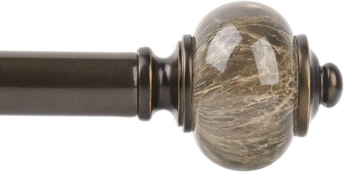 KAMANINA Curtain Rod - 1 Inch Antique Bronze Drapery Rod, 32 to 58 Inches with Marble Ends